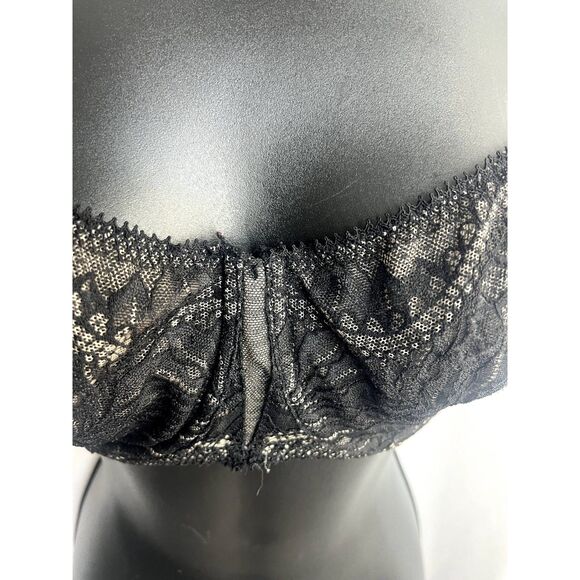 Natori Black Lace Balconette Bra Size 34DDD Sexy Lingerie Romantic Classy - Picture 3 of 11